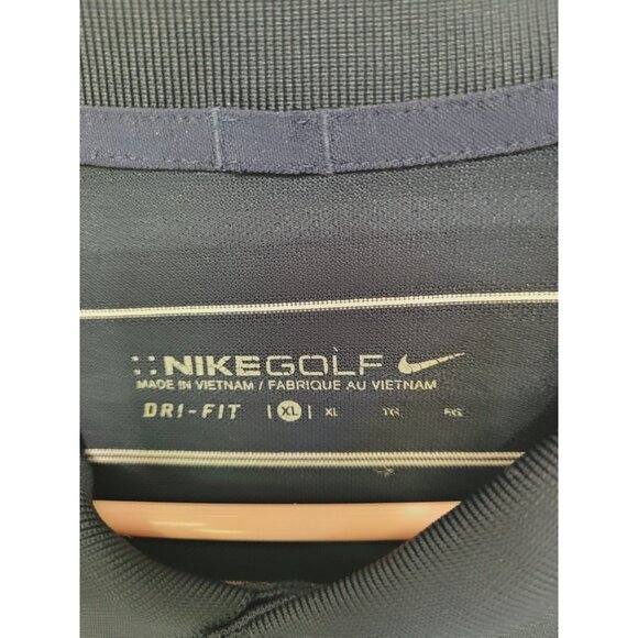 Nike Golf Polo Shirt Mens XL Blue Striped Patriots Embroidered Logo Dri Fit - Picture 7 of 8